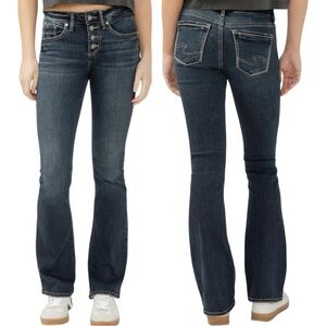 Silver Jeans Suki Mid Rise Bootcut Indigo W28 L33 Button Fly